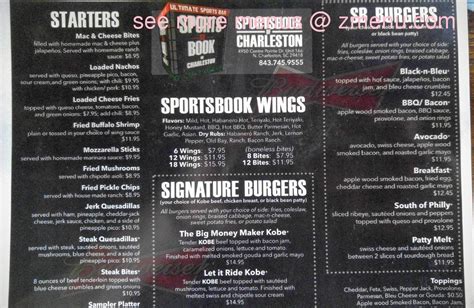 Online menu of SPORTSBOOK OF CHARLESTON .